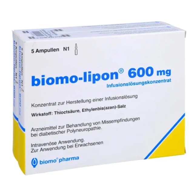 Biomo Lipon 600 mg/24 ml – soluție injectabilă și perfuzabilă, cutie cu 5 fiole