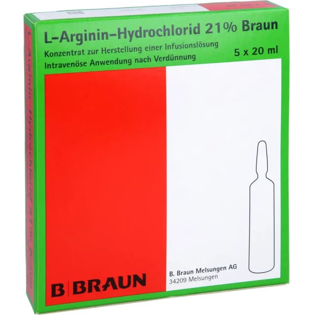 L-Arginin-Hydrochlorid 21% B. Braun – 5 x 20 ml | Concentrat pentru soluție perfuzabilă de calitate germană