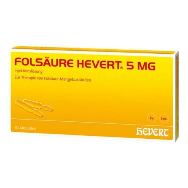 Folsäure Hevert 5 mg – Injecție cu acid folic | 10 fiole sterile vitamina B9