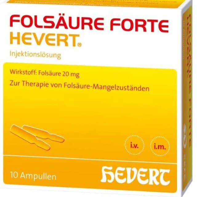 Folsäure Forte Hevert 20 mg – Vitamina B9 concentrată în fiole | 10x2 ml